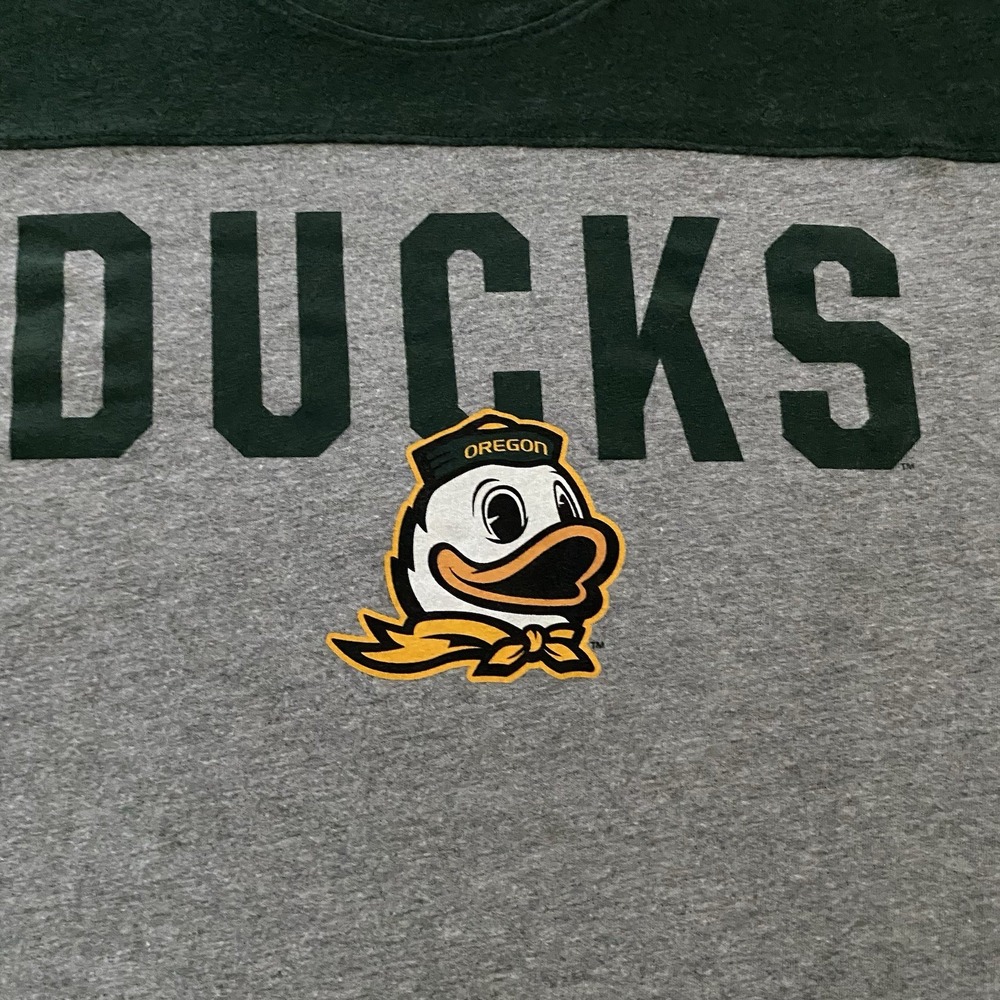 Oregon Ducks Shirt Womens Large Green Gray Ringer Tee Football '47 T-Shirt - Picture 4 of 12